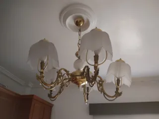 Lámparas de techo vintage oro y cristal