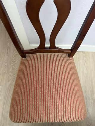 6 Sillas Madera Cerezo Tapizado Rayas