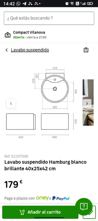 Lavabo suspendido Hamburg blanco