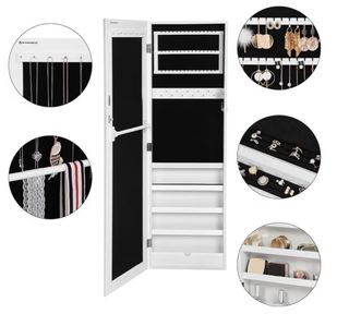 Songmics Armario y Espejo 2 en 1 Joyero de pared 3