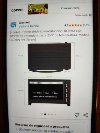 Horno Grunkel HR-38N RM/SILVER 30L