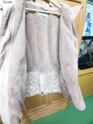 Chaquetón mujer rosa metalizado