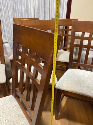 6 Sillas de comedor madera y tejido anti anchas