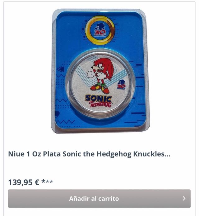 Moneda plata Sonic 1 onza / blister