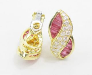 Pendientes oro blanco 18K zafiro + diamantes (con