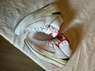 Nike Air Jordan 2 Retro White Fire Red tg 43
