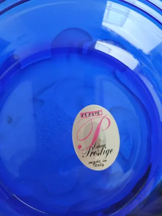 Piatto decorativo Adamo con piedistallo blu