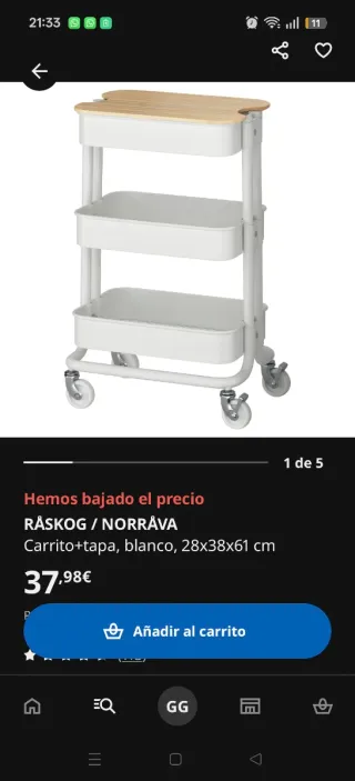 Carrito ruedas RASKOG con tapa NORRABA ikea