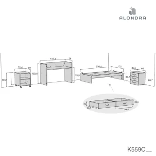 Cuna convertible Alondra 70x140 cm modelo Sero Joy