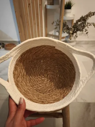 Cesta fibra natural redonda boda
