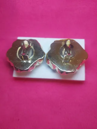 Pendientes vintage grandes flor clip