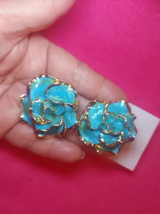 Pendientes vintage grandes flor clip