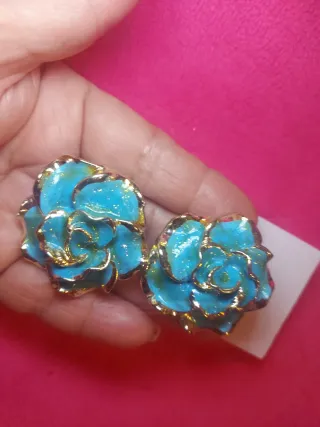 Pendientes vintage grandes flor clip