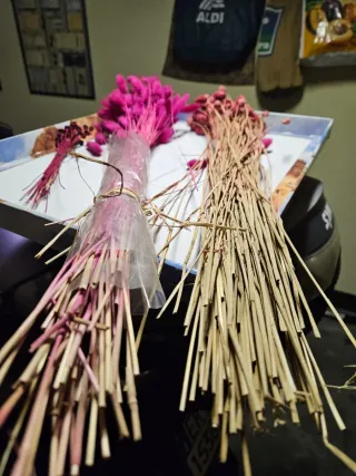 2 mazzi di fiori secchi rossi e lampone