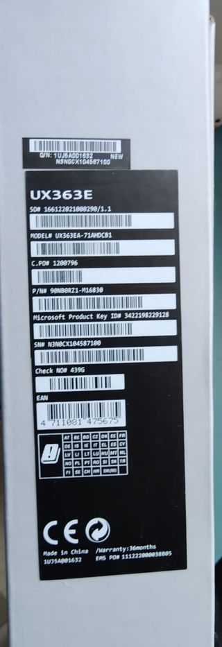 Portátil Asus ZENBOOK Flip UX363I7 Touch