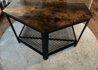 Mesa centro estilo industrial madera y metal