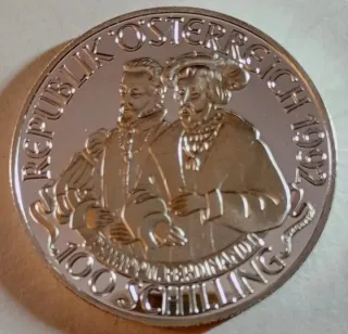 Moneda Austria 100 chelines Carlos V (1996)