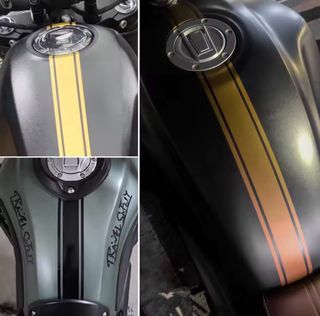 2 adhesivos rayas plateadas deposito cafe racer