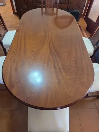 Mesa comedor clásica + 6 sillas recien tapizadas