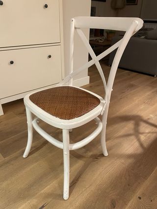 6 Sillas de rafia lacadas en blanco