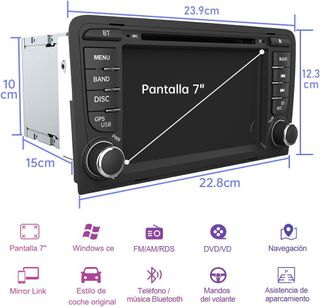 Pantalla 7 Pulgadas Táctil 2 DIN Audi A3/S3/RS3