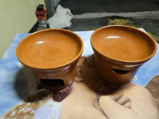 2 contenitori per bagnacauda in terracotta
