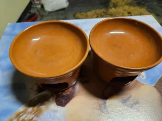 2 contenitori per bagnacauda in terracotta