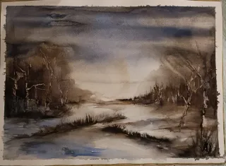 Acquerello acquarello paesaggio naturale