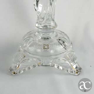 Par de castiçais vidro prensado Val Saint Lambert