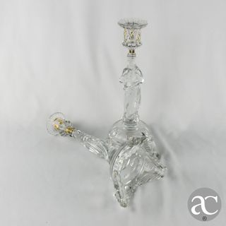 Par de castiçais vidro prensado Val Saint Lambert