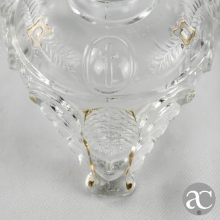 Par de castiçais vidro prensado Val Saint Lambert