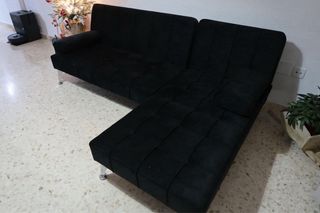 SOFA CAMA EN NEGRO TERCIOPELO