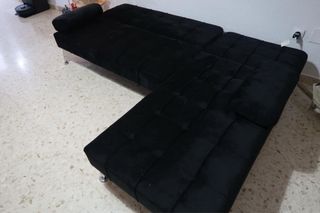 SOFA CAMA EN NEGRO TERCIOPELO