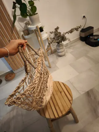 Bolso mimbre para flores de boda