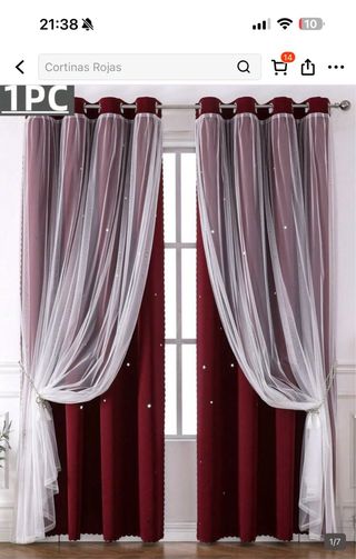 Cortinas burdeos doble capa