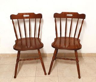 2 sedie in legno country vecchia America old river