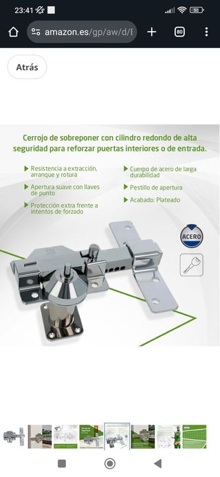 Cerrojo de sobreponer de seguridad de acero