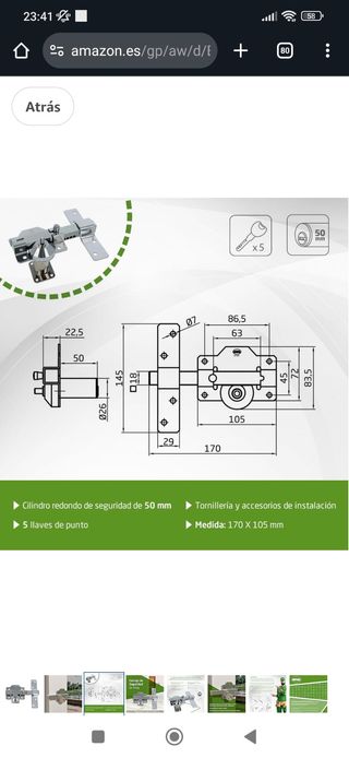 Cerrojo de sobreponer de seguridad de acero