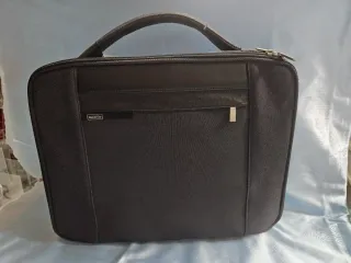 Cartera portafolios negra,polipiel +tejido,nueva