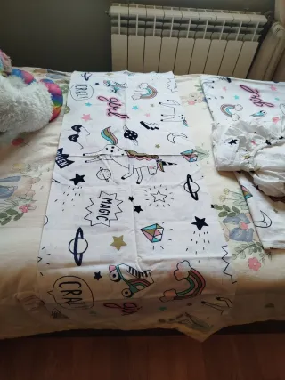 Lote conjunto Sabanas peluche Unicornio