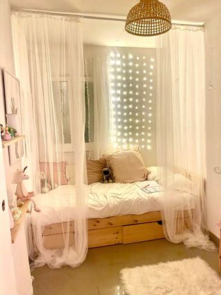 Cama 90x200 madera de pino, con colchón