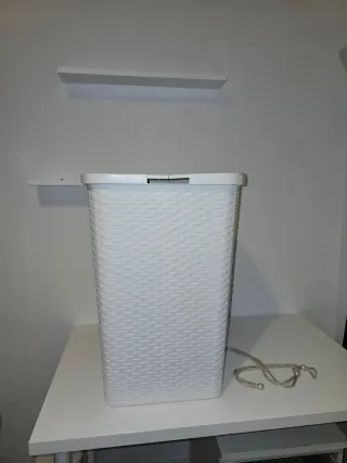 Cesto Ropa Blanco Mimbre Plástico