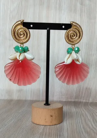 Pendientes Marinos Resina Dorados y Verdes