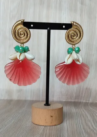 Pendientes Marinos Resina Dorados y Verdes