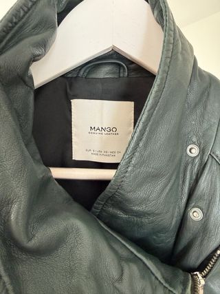 Cazadora Piel Verde Mujer de Mango