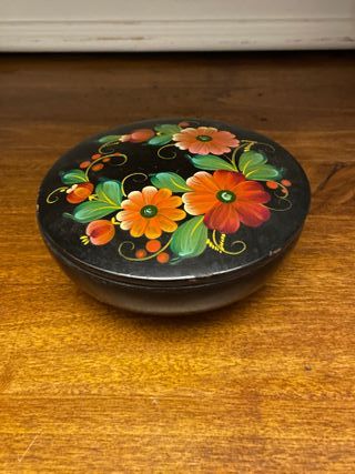 Scatola legno vintage dipinta a mano