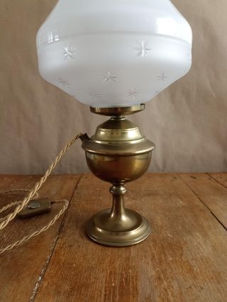 Lámpara Sobremesa Antigua Metal y Cristal