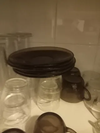 Tazas de café marrones de cristal 5 min 3 grand