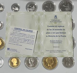 Replicas 24 monedas Historia de la peseta