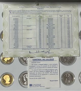 Replicas 24 monedas Historia de la peseta
